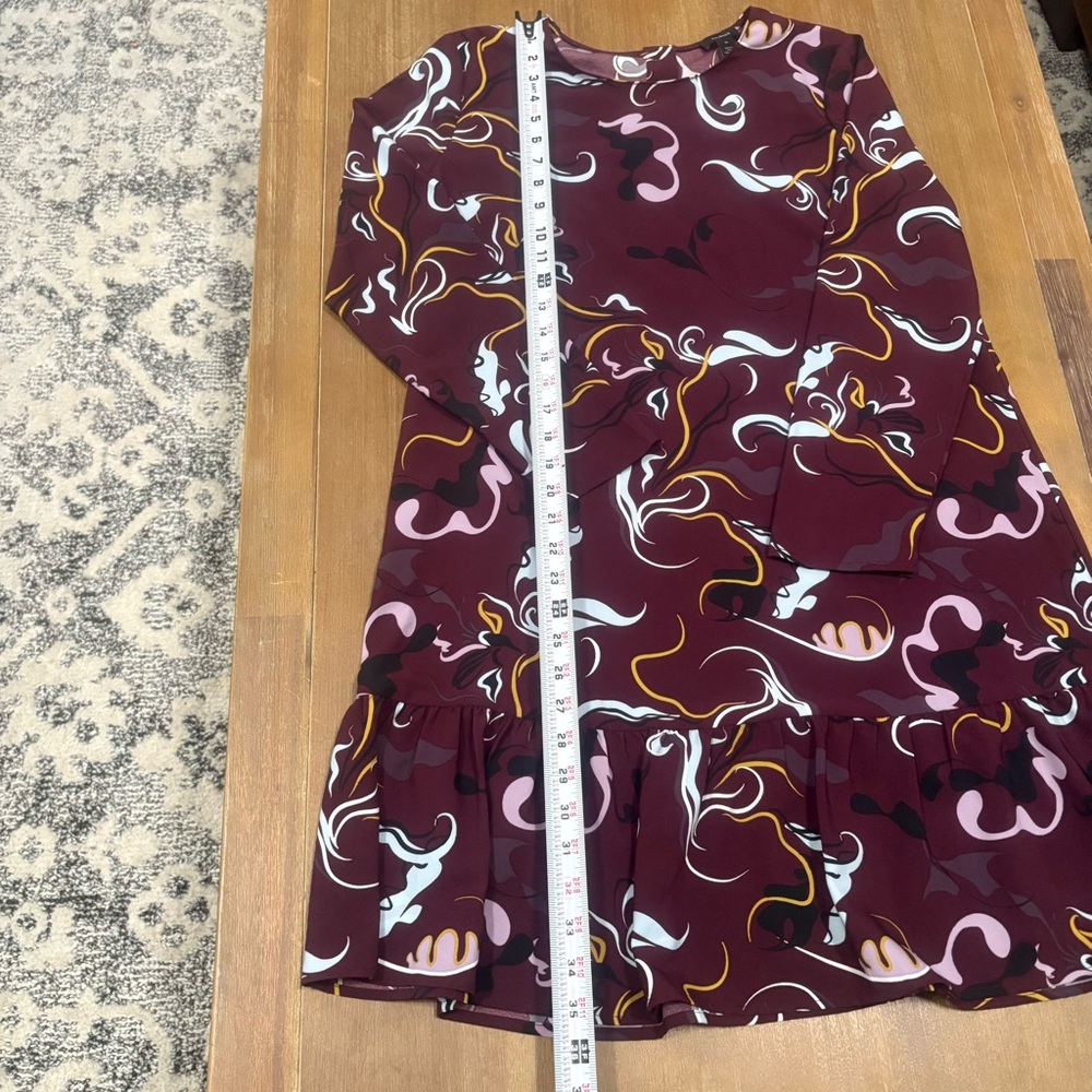 Halogen Maroon And White Patterned Midi Dress - image 8